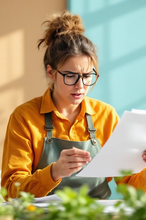 Viverista revisando documentos para la gestión para viveros en Valencia
